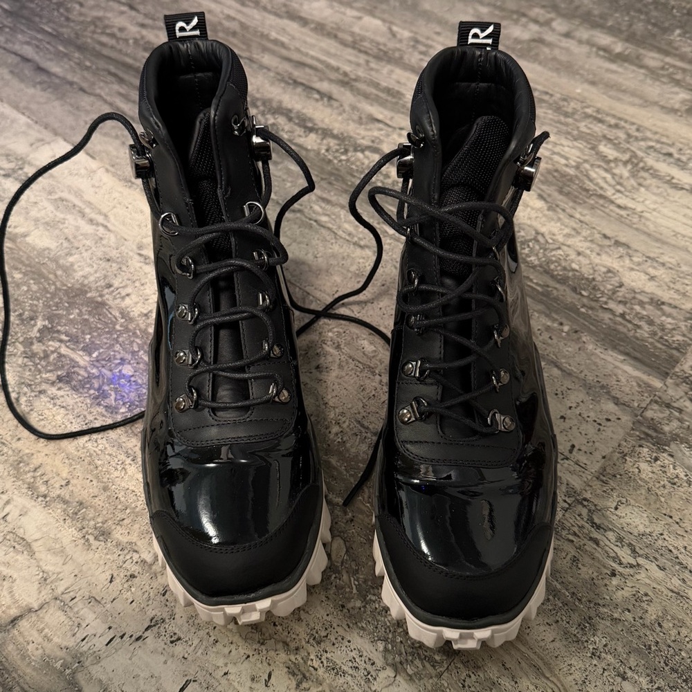 Moncler Black Patent Leather Combat Boots - Picture 10 of 10